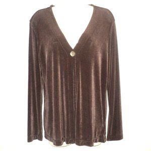 Units Petites Women's Jacket Size Medium Brown Front Button Long Sleeves